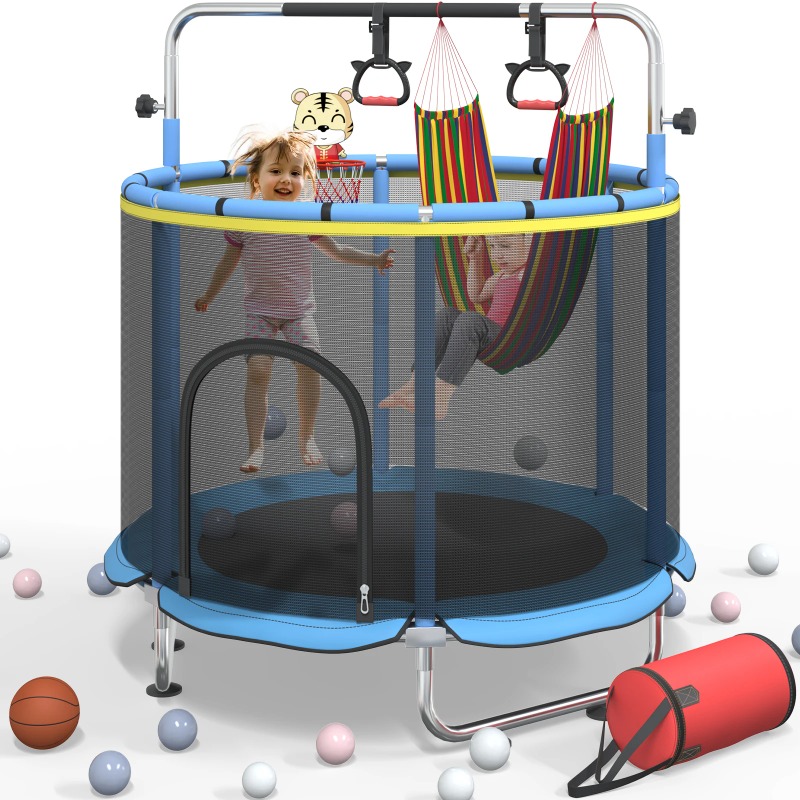 Kids Indoor Outdoor Trampoline - Trampolin Anak 5FT 8-in-1 Mini Trampolin
