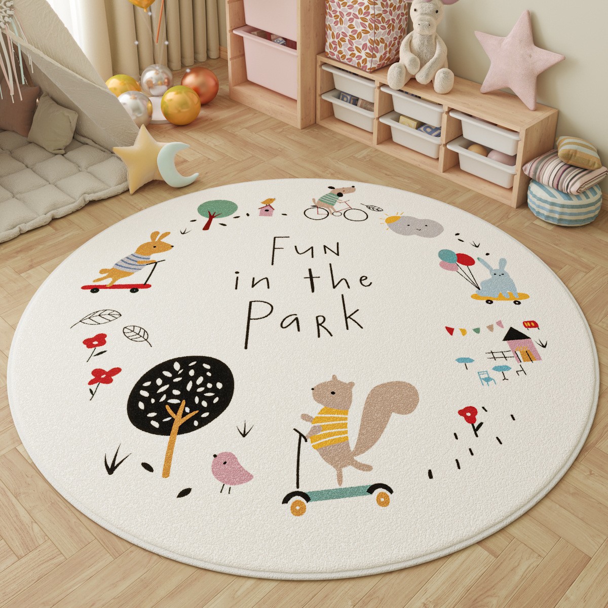 Kids Outdoor Adventure Park - Karpet Bulat Anak-Anak Bertema Petualangan Hewan