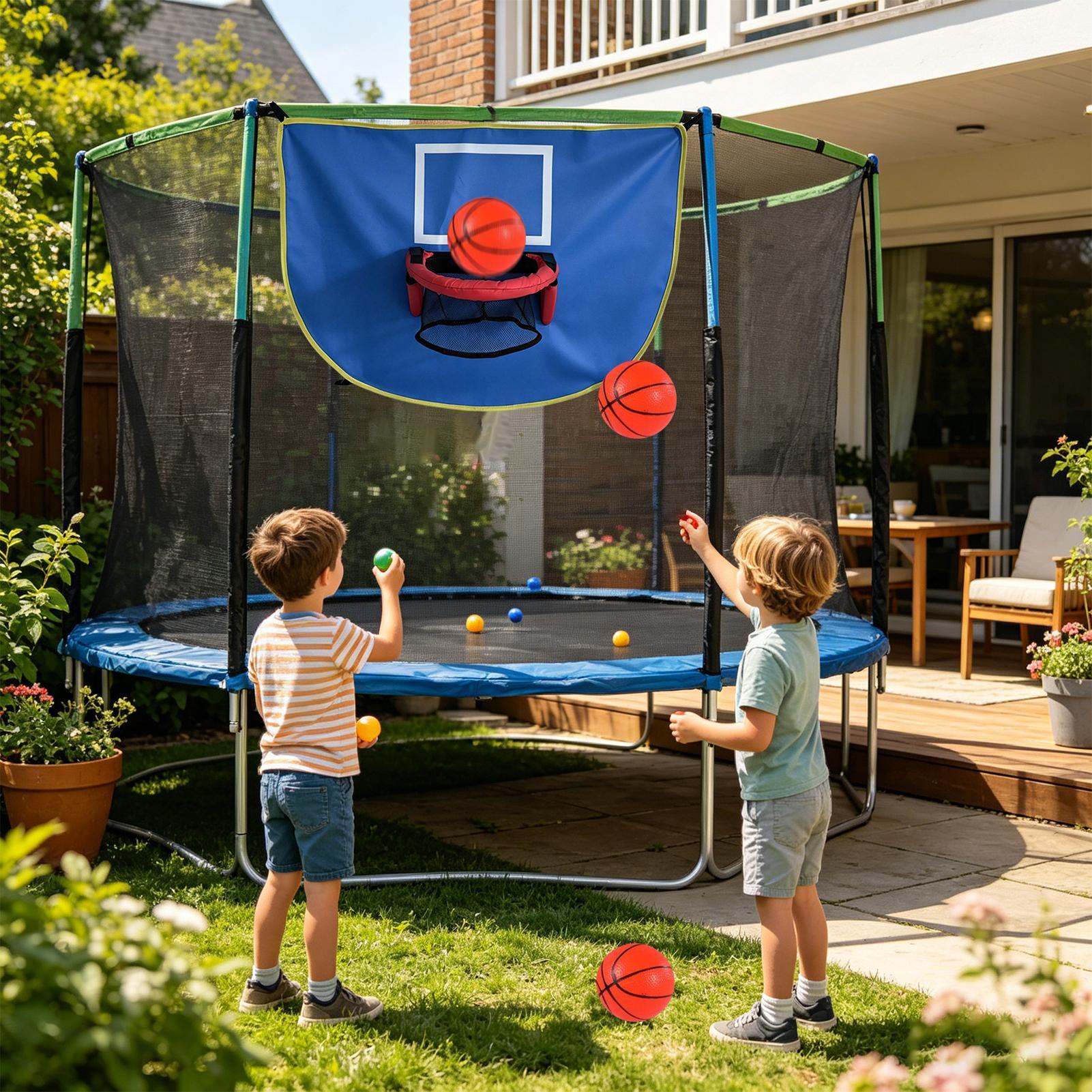 Kids Indoor Outdoor Trampoline - Ring Basket Trampolin dengan Pompa &