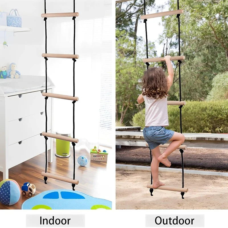 Kids Outdoor Swing - Tangga Tali Panjat Anak, Ayunan Kayu,