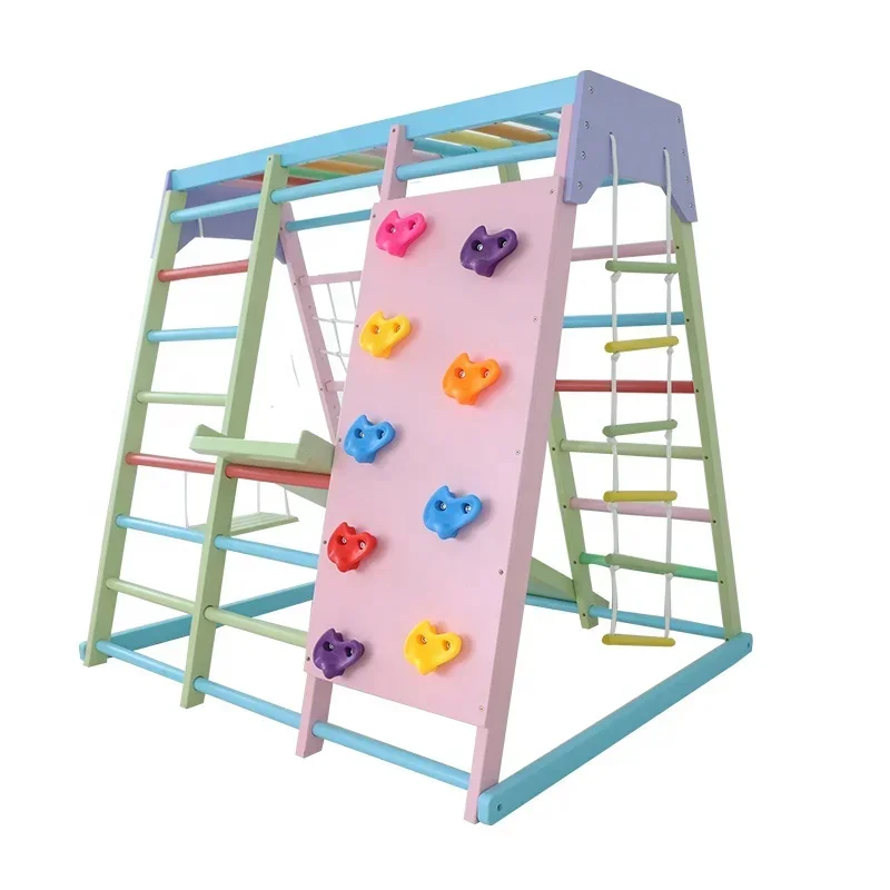 Kids Outdoor Jungle Gym With Slide - Perlengkapan Panjat Kayu Anak untuk Dalam