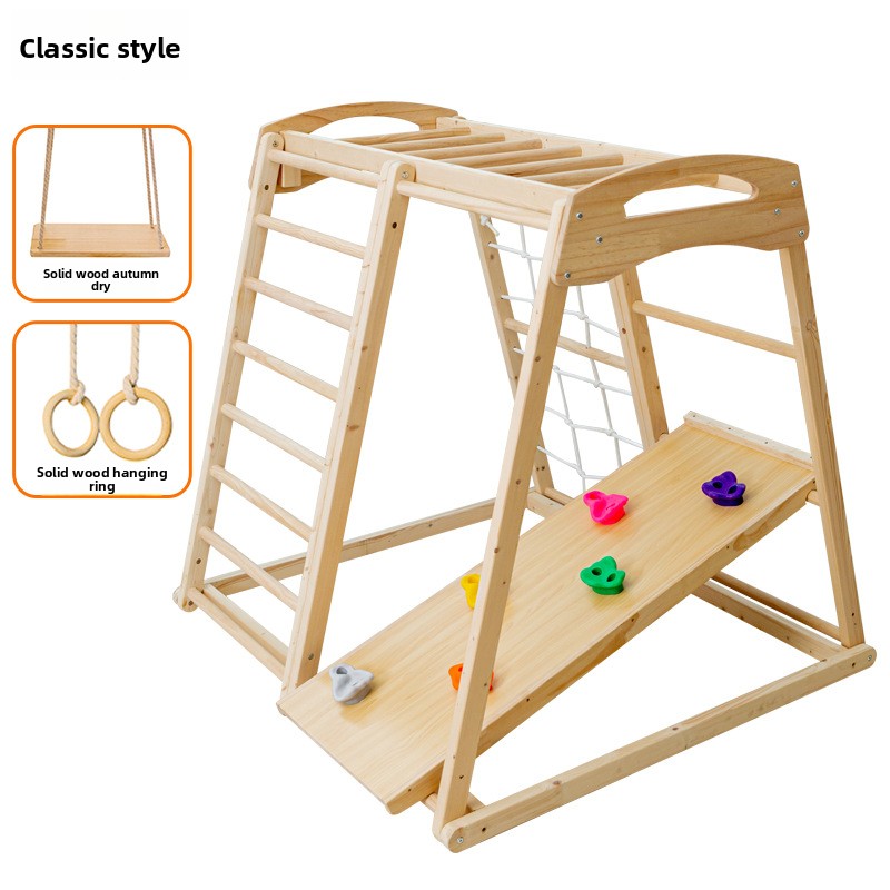 Perosotan Kayu Solid Kombinasi - Kids Outdoor Jungle Gym With Slide ulasan dan harga
