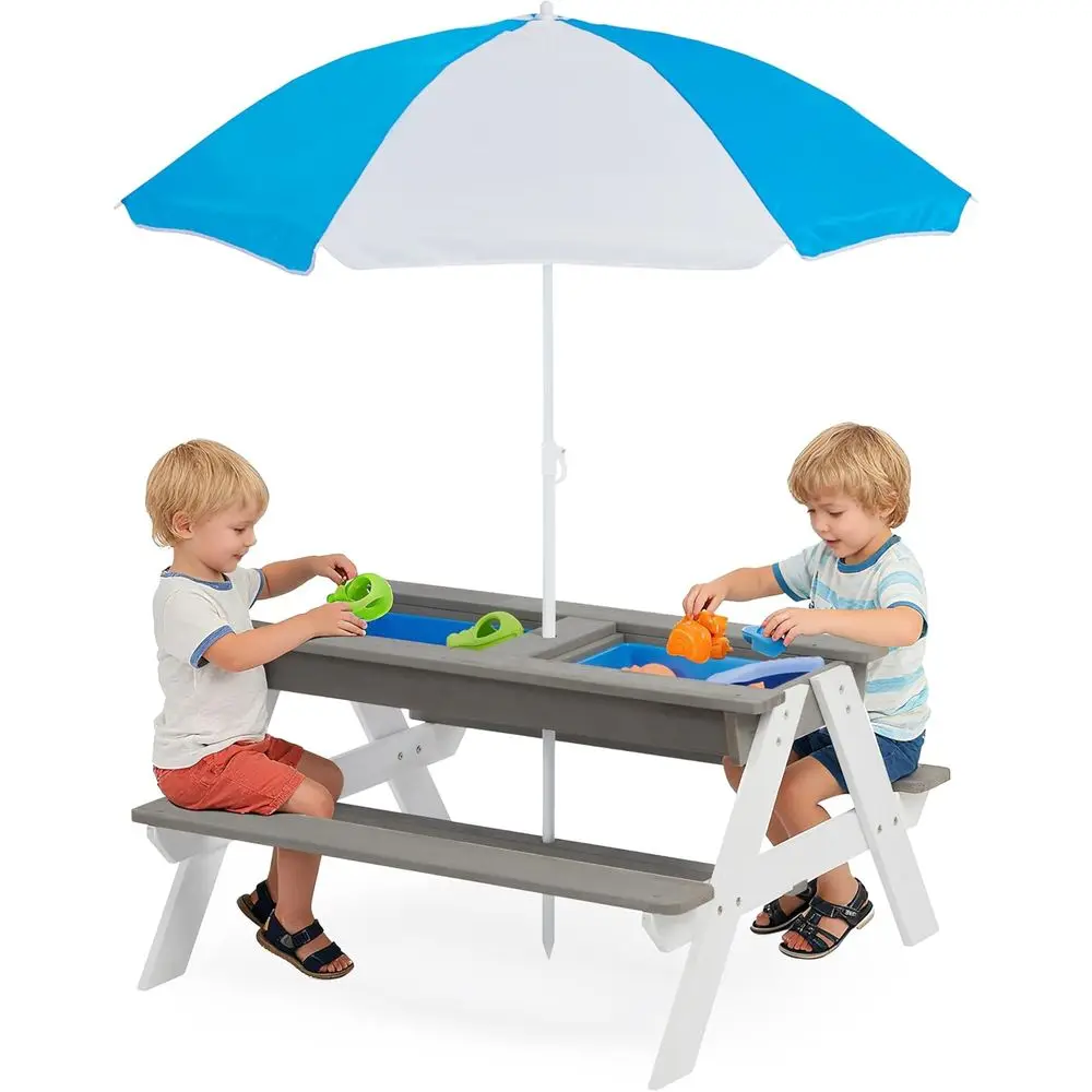 Meja Piknik Kayu 3-in-1 yang D - Kids Outdoor Umbrella ulasan dan harga