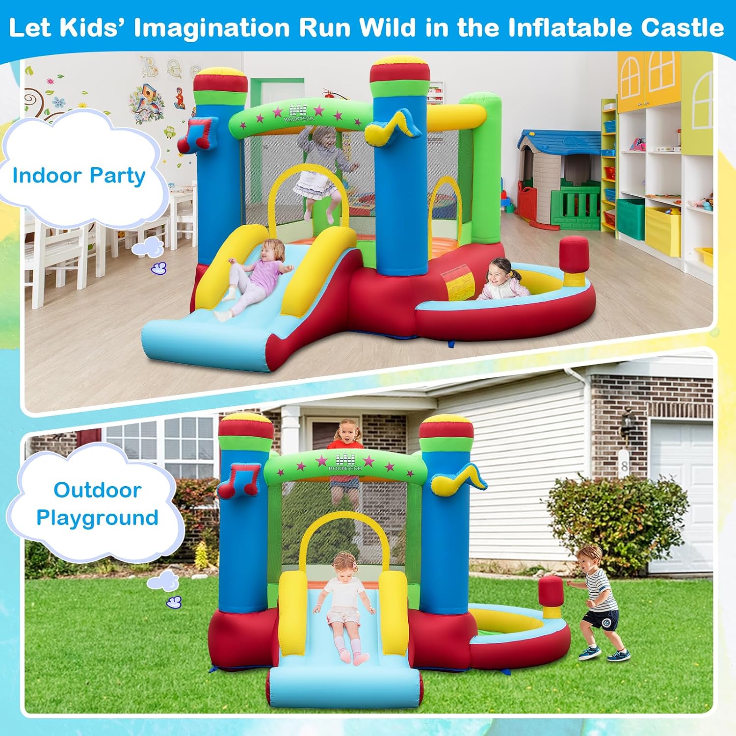 Rumah Loncat Tiup dengan Kolam - Kids Outdoor Jumping ulasan dan harga